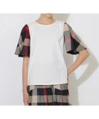 【ブルーレーベル クレストブリッジ/BLUE LABEL CRESTBRIDGE】のハーフフレアスリーブチェックTシャツ 人気、トレンドファッション・服の通販 founy(ファニー) ファッション Fashion レディースファッション Fashion for Women トップス・カットソー Cut & Sew Tops シャツ・ブラウス・オフィスカジュアル Elegant Blouses & Button-Ups ロングTシャツ・Tシャツ Longline T-Shirts & Tees シンプル Simple, Minimal スリーブ Sleeve, Long Sleeve / Short Sleeve チェック Check, Plaid, Tartan トレンド Trend, Trending Now フレア Flare, Flared エレガント 上品 Elegant 無地 Plain, Solid Color thumbnail エクリュ|ID: prp329100004614263 ipo3291000000033037853