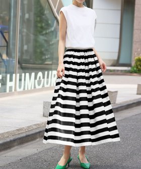【ガール/GIRL】 ボーダーミモレ丈ギャザースカート【洗える】人気、トレンドファッション・服の通販 founy(ファニー) ファッション Fashion レディースファッション Fashion for Women スカート Skirts エレガント 上品 Elegant ギャザー Gathered, Ruffled プリント Print, Printed Pattern ボーダー Border, Stripe 洗える Machine Washable |ID:prp329100004614402