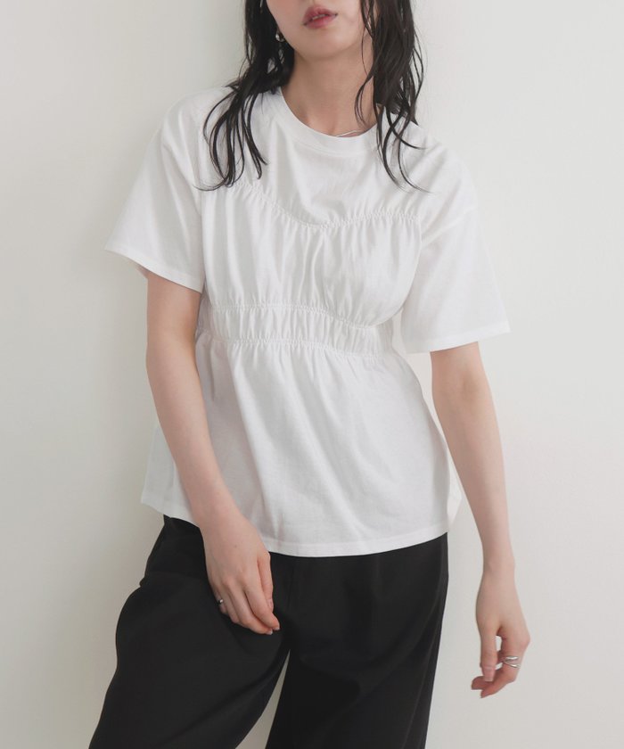 【リアン/Lian】のシャーリングビスチェTシャツ インテリア・キッズ・メンズ・レディースファッション・服の通販 founy(ファニー) https://founy.com/ ファッション Fashion レディースファッション Fashion for Women トップス・カットソー Cut & Sew Tops シャツ・ブラウス・オフィスカジュアル Elegant Blouses & Button-Ups ロングTシャツ・Tシャツ Longline T-Shirts & Tees ビスチェ Bustiers & Corset Tops / Layered Bustier Style シャーリング Shirring, Ruched トレンド Trend, Trending Now ビスチェ Bustier, Corset Top |ID: prp329100004614423 ipo3291000000033596657