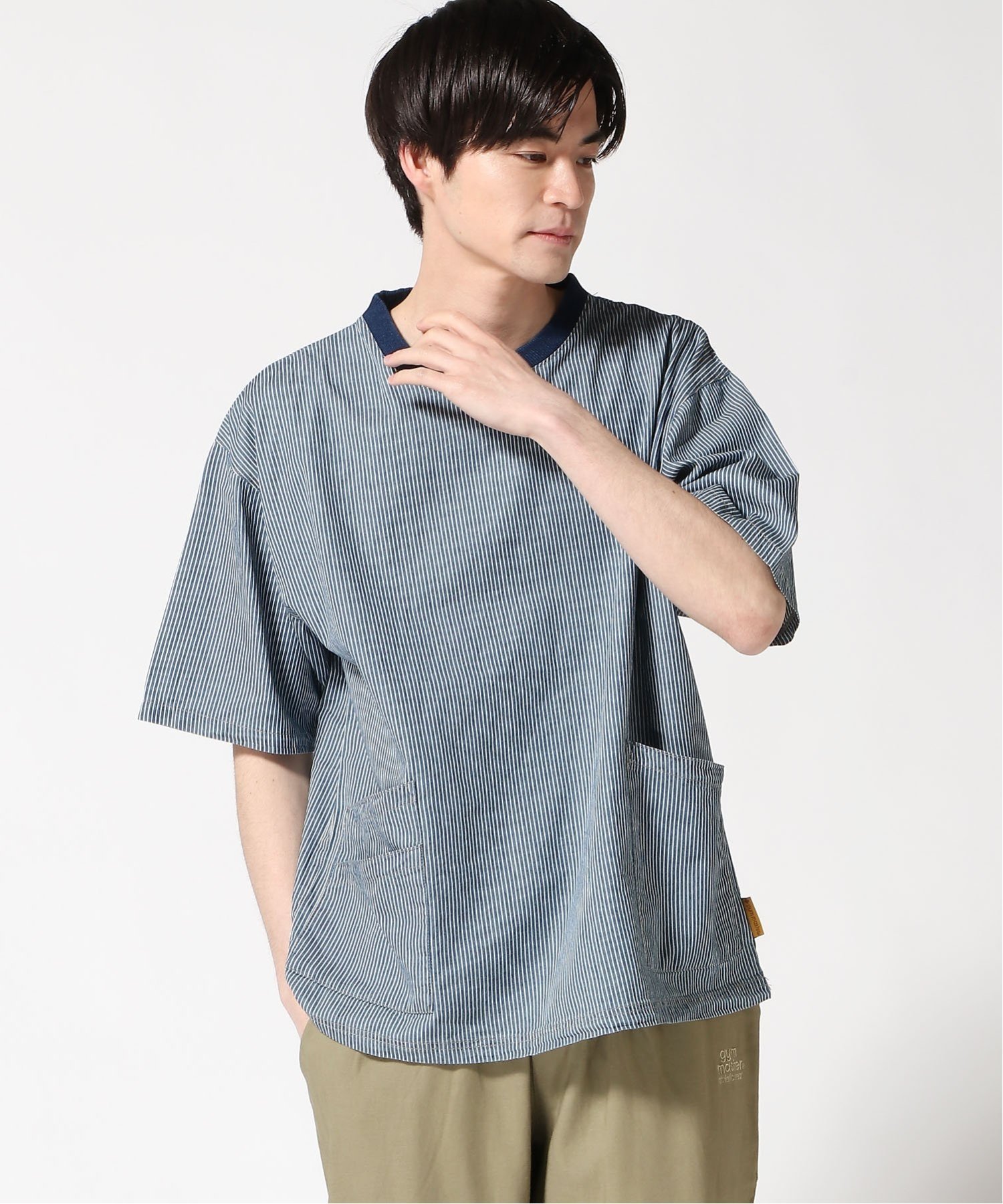 【ジムマスター/gym master / MEN】のgym master/ライトデニムTee インテリア・キッズ・メンズ・レディースファッション・服の通販 founy(ファニー) 　ファッション　Fashion　メンズファッション　Fashion for Men　ショート　Short, Short Length　スリーブ　Sleeve, Long Sleeve / Short Sleeve　デニム　Denim, Jeans Material　人気　Popular, Best Seller　ダークブルーヒッコリー|ID: prp329100004614561 ipo3291000000033340148