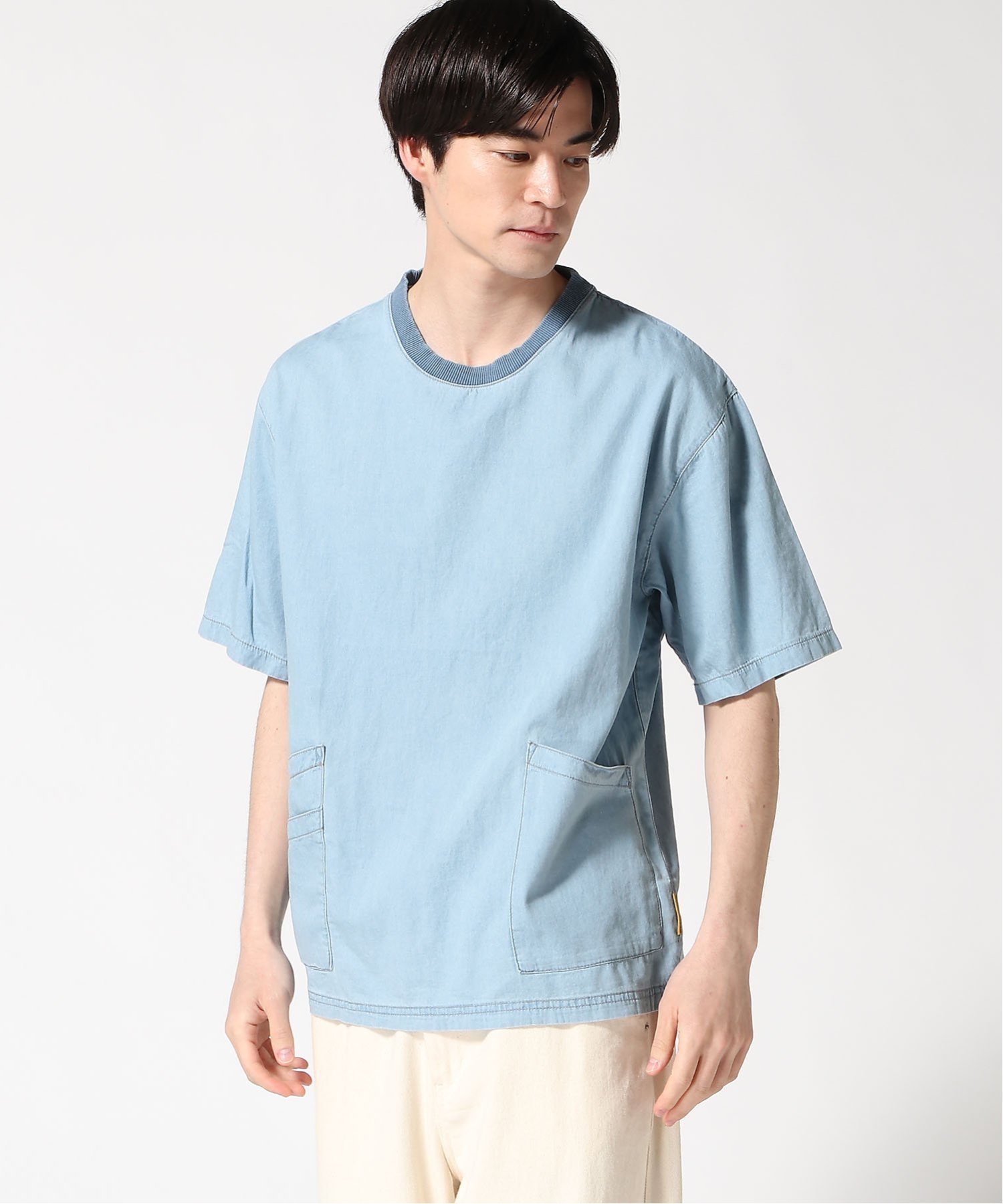 【ジムマスター/gym master / MEN】のgym master/ライトデニムTee インテリア・キッズ・メンズ・レディースファッション・服の通販 founy(ファニー) 　ファッション　Fashion　メンズファッション　Fashion for Men　ショート　Short, Short Length　スリーブ　Sleeve, Long Sleeve / Short Sleeve　デニム　Denim, Jeans Material　人気　Popular, Best Seller　ライトブルー|ID: prp329100004614561 ipo3291000000033340150