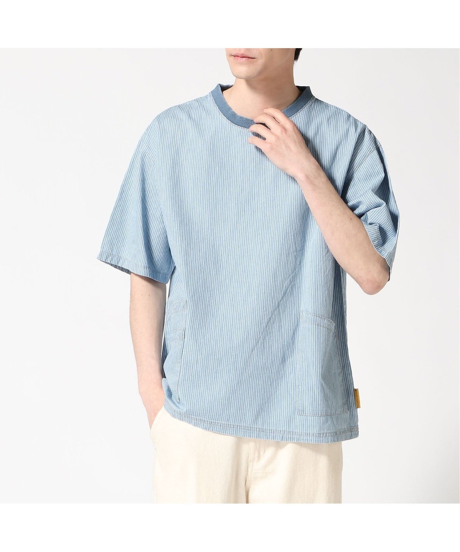 【ジムマスター/gym master / MEN】のgym master/ライトデニムTee インテリア・キッズ・メンズ・レディースファッション・服の通販 founy(ファニー) 　ファッション　Fashion　メンズファッション　Fashion for Men　ショート　Short, Short Length　スリーブ　Sleeve, Long Sleeve / Short Sleeve　デニム　Denim, Jeans Material　人気　Popular, Best Seller　ライトブルーヒッコリー|ID: prp329100004614561 ipo3291000000033340152