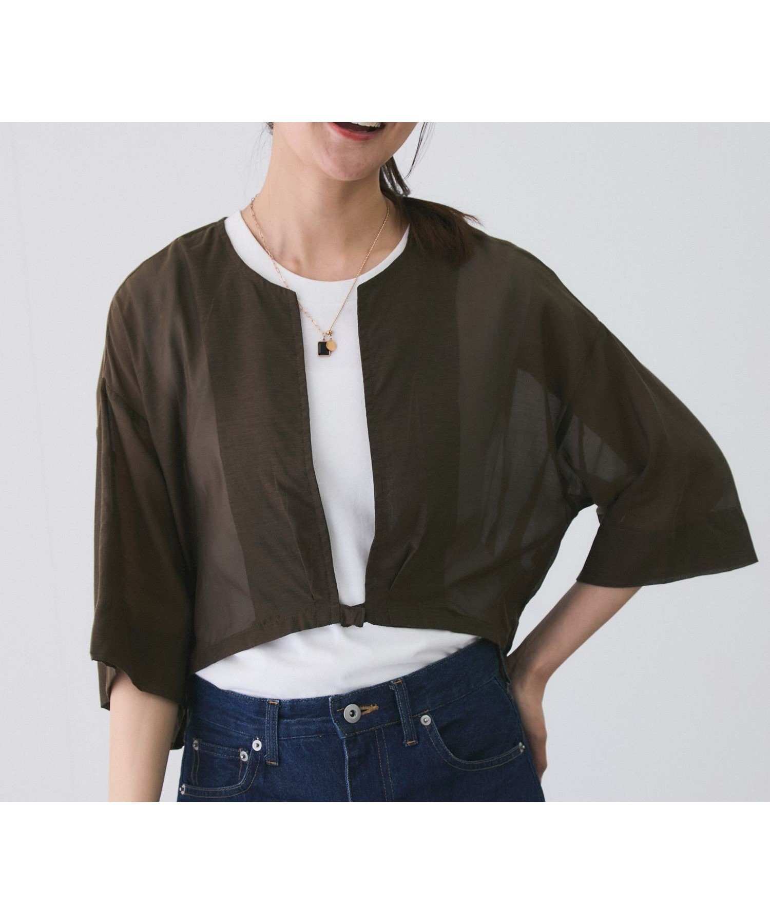 【ジャイロ/JAYRO】のショートシアーブルゾン インテリア・キッズ・メンズ・レディースファッション・服の通販 founy(ファニー) 　ファッション　Fashion　レディースファッション　Fashion for Women　アウター　Coat / Outerwear Collection　ブルゾンジャケット・スポーティアウター　Blouson Jackets　おすすめ　Recommended / Our Picks　ショート　Short, Short Length　ノースリーブ　Sleeveless, No-Sleeve　フリル　Frill, Ruffle　フロント　Front, Front Design　ボレロ　Bolero, Short Cardigan　ポケット　Pocket, Pocket Detail　夏　Summer　春　Spring　S/S・春夏　SS, Spring/Summer, Warm Season　カーキ(36)|ID: prp329100004614622 ipo3291000000033043979