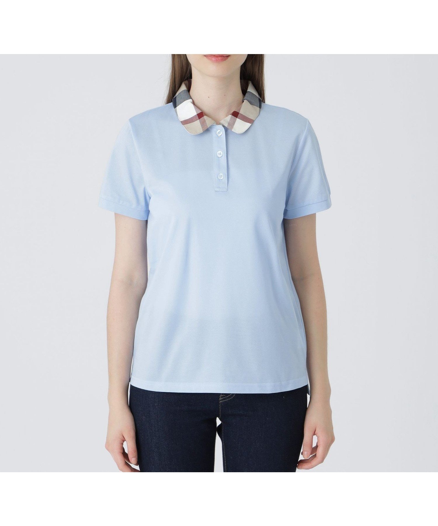 【ブルーレーベル クレストブリッジ/BLUE LABEL CRESTBRIDGE】の【一部店舗限定】チェックカラーカノコポロシャツ インテリア・キッズ・メンズ・レディースファッション・服の通販 founy(ファニー) 　ファッション　Fashion　レディースファッション　Fashion for Women　トップス・カットソー　Cut & Sew Tops　シャツ・ブラウス・オフィスカジュアル　Elegant Blouses & Button-Ups　ポロシャツ・きれいめカジュアル　Smart-Casual Polo Tops　おすすめ　Recommended / Our Picks　シンプル　Simple, Minimal　トレンド　Trend, Trending Now　ポロシャツ　Polo Shirt, Collared Tee　サックス|ID: prp329100004614835 ipo3291000000033046560