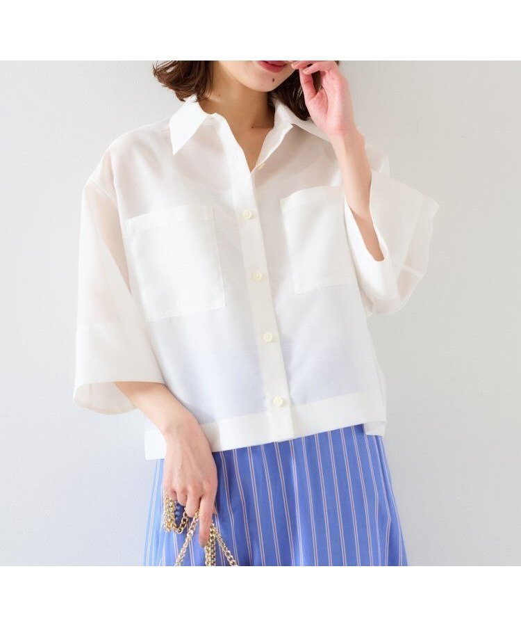【アンタイトル/UNTITLED】の【セットアップ可能】オーガンジーボクシーシャツ 人気、トレンドファッション・服の通販 founy(ファニー) 　ファッション　Fashion　レディースファッション　Fashion for Women　トップス・カットソー　Cut & Sew Tops　シャツ・ブラウス・オフィスカジュアル　Elegant Blouses & Button-Ups　オーガンジー　Organza Fabric　コンパクト　Compact, Small Size　ショート　Short, Short Length　セットアップ　Set-Up, Coordinated Outfit　トレンド　Trend, Trending Now　バランス　Balance, Style Balance　フォルム　Silhouette, Form　ペンシル　Pencil, Pencil Skirt　ポケット　Pocket, Pocket Detail　夏　Summer　 other-1|ID: prp329100004614872 ipo3291000000033046966