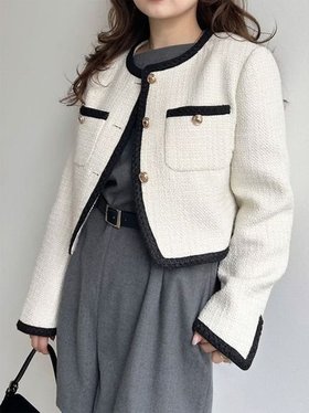 【リリーブラウン/Lily Brown】のツイードショートジャケット 人気、トレンドファッション・服の通販 founy(ファニー) ファッション Fashion レディースファッション Fashion for Women アウター Coat / Outerwear Collection レディースジャケット・軽アウター Jackets おすすめ Recommended / Our Picks クラシカル Classical, Vintage-Inspired ジャケット Jacket, Outerwear セットアップ Set-Up, Coordinated Outfit ツイード Twill, Twill Weave フェミニン Feminine, Girly フロント Front, Front Design ブレード Braid, Decorative Trim ポケット Pocket, Pocket Detail ミニスカート Mini Skirt, Short Skirt エレガント 上品 Elegant 人気 Popular, Best Seller 今季 This Season, Current Season 定番 Standard, Basic Item |ID:prp329100004614925