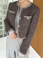 【リリーブラウン/Lily Brown】のツイードショートジャケット 人気、トレンドファッション・服の通販 founy(ファニー) ファッション Fashion レディースファッション Fashion for Women アウター Coat / Outerwear Collection レディースジャケット・軽アウター Jackets おすすめ Recommended / Our Picks クラシカル Classical, Vintage-Inspired ジャケット Jacket, Outerwear セットアップ Set-Up, Coordinated Outfit ツイード Twill, Twill Weave フェミニン Feminine, Girly フロント Front, Front Design ブレード Braid, Decorative Trim ポケット Pocket, Pocket Detail ミニスカート Mini Skirt, Short Skirt エレガント 上品 Elegant 人気 Popular, Best Seller 今季 This Season, Current Season 定番 Standard, Basic Item thumbnail GRY[006]|ID: prp329100004614925 ipo3291000000033190932