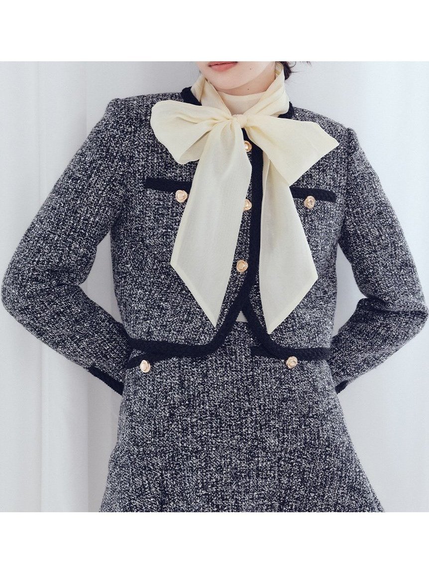 【リリーブラウン/Lily Brown】のツイードショートジャケット インテリア・キッズ・メンズ・レディースファッション・服の通販 founy(ファニー) 　ファッション　Fashion　レディースファッション　Fashion for Women　アウター　Coat / Outerwear Collection　レディースジャケット・軽アウター　Jackets　おすすめ　Recommended / Our Picks　クラシカル　Classical, Vintage-Inspired　ジャケット　Jacket, Outerwear　セットアップ　Set-Up, Coordinated Outfit　ツイード　Twill, Twill Weave　フェミニン　Feminine, Girly　フロント　Front, Front Design　ブレード　Braid, Decorative Trim　ポケット　Pocket, Pocket Detail　ミニスカート　Mini Skirt, Short Skirt　エレガント 上品　Elegant　人気　Popular, Best Seller　今季　This Season, Current Season　定番　Standard, Basic Item　BLK[009]|ID: prp329100004614925 ipo3291000000033190933