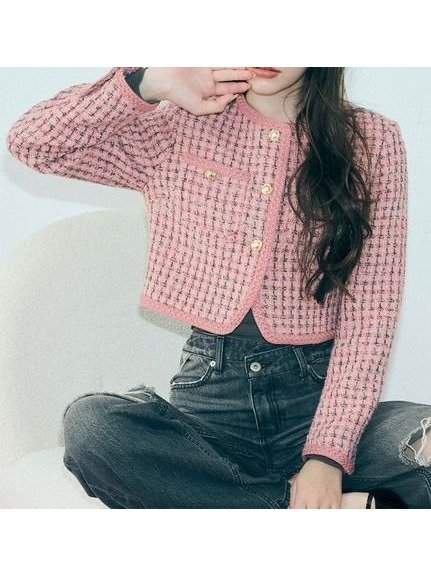 【リリーブラウン/Lily Brown】のツイードショートジャケット インテリア・キッズ・メンズ・レディースファッション・服の通販 founy(ファニー) 　ファッション　Fashion　レディースファッション　Fashion for Women　アウター　Coat / Outerwear Collection　レディースジャケット・軽アウター　Jackets　おすすめ　Recommended / Our Picks　クラシカル　Classical, Vintage-Inspired　ジャケット　Jacket, Outerwear　セットアップ　Set-Up, Coordinated Outfit　ツイード　Twill, Twill Weave　フェミニン　Feminine, Girly　フロント　Front, Front Design　ブレード　Braid, Decorative Trim　ポケット　Pocket, Pocket Detail　ミニスカート　Mini Skirt, Short Skirt　エレガント 上品　Elegant　人気　Popular, Best Seller　今季　This Season, Current Season　定番　Standard, Basic Item　PNK[066]|ID: prp329100004614925 ipo3291000000033190934