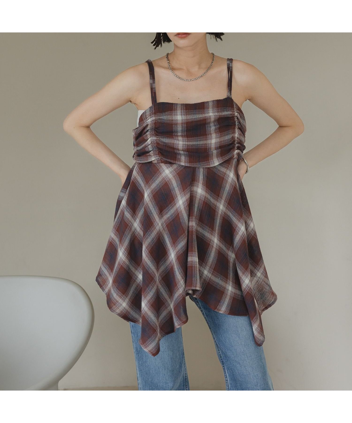 【ローリーズファーム/LOWRYS FARM】のオンブレチェックキャミチュニック 人気、トレンドファッション・服の通販 founy(ファニー) 　ファッション　Fashion　レディースファッション　Fashion for Women　トップス・カットソー　Cut & Sew Tops　キャミソール&ノースリーブ　Camisoles & Sleeveless Tops　インナー　Innerwear　グラデーション　Gradient, Ombre　サマー　Summer, Summer Style　ジャケット　Jacket, Outerwear　チェック　Check, Plaid, Tartan　トレンド　Trend, Trending Now　夏　Summer　秋　Autumn　 other-1|ID: prp329100004615169 ipo3291000000033227887