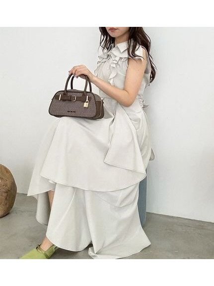【リリーブラウン/Lily Brown】のラッフルフリルティアードシャツワンピ-ス インテリア・キッズ・メンズ・レディースファッション・服の通販 founy(ファニー) 　ファッション　Fashion　レディースファッション　Fashion for Women　ワンピース　Dresses　シャツワンピース / 1枚で着映えコーデ　Shirt Dresses　インナー　Innerwear　カーディガン　Cardigan, Knitwear　サッカー　Seersucker, Summer Fabric　ジャケット　Jacket, Outerwear　チェック　Check, Plaid, Tartan　デコルテ　Décolleté, Neckline　ドット　Polka Dot, Dot Pattern　フェミニン　Feminine, Girly　フリル　Frill, Ruffle　ロング　Long, Long-Length　エレガント 上品　Elegant　夏　Summer　MNT[021]|ID: prp329100004615205 ipo3291000000033566005