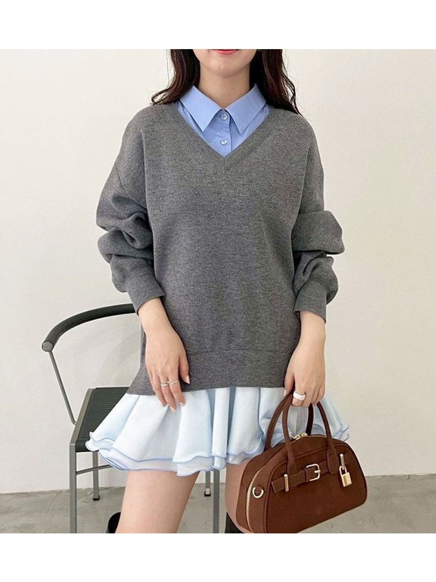 【リリーブラウン/Lily Brown】の【限定カラー】シャツドッキングフリルミニワンピース インテリア・キッズ・メンズ・レディースファッション・服の通販 founy(ファニー) 　ファッション　Fashion　レディースファッション　Fashion for Women　ワンピース　Dresses　GRY[006]|ID: prp329100004615211 ipo3291000000033279028