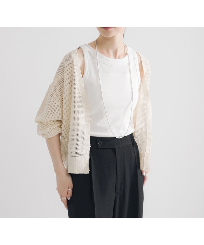 【アーバンリサーチ/URBAN RESEARCH】のブークレメッシュニットカーディガン インテリア・キッズ・メンズ・レディースファッション・服の通販 founy(ファニー) https://founy.com/ ファッション Fashion レディースファッション Fashion for Women トップス・カットソー Cut & Sew Tops ニット Knit Tops & Sweaters カーディガン・羽織り Layered Style Cardigans 2025年 2025 2025春夏・S/S Spring/Summer 2025 SS25 インナー Innerwear カーディガン Cardigan, Knitwear キャミソール Camisole, Spaghetti Strap Top ベーシック Basic, Essential メッシュ Mesh, Net Fabric メランジ Melange, Mixed Yarn 夏 Summer S/S・春夏 SS, Spring/Summer, Warm Season |ID: prp329100004615236 ipo3291000000033524018