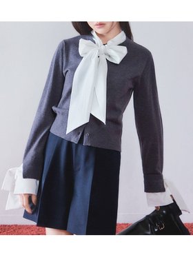 【スナイデル/SNIDEL】のボウタイドッキングニットプルオーバー 人気、トレンドファッション・服の通販 founy(ファニー) ファッション Fashion レディースファッション Fashion for Women トップス・カットソー Cut & Sew Tops ニット Knit Tops & Sweaters カジュアルプルオーバー・ニットトップス Pullovers & Knit Tops / Casual Pullovers ウェーブ Wavy Pattern カフス Cuff Design カーディガン Cardigan, Knitwear ストライプ Stripe, Striped Pattern ストレッチ Stretch, Stretchy Fabric ストレート Straight, Straight Cut ドッキング Docking, Mixed Material ビッグ Big, Oversized ブロード Broadcloth, Fine Cotton 無地 Plain, Solid Color リボン Ribbon, Bow おすすめ Recommended / Our Picks |ID:prp329100004615248