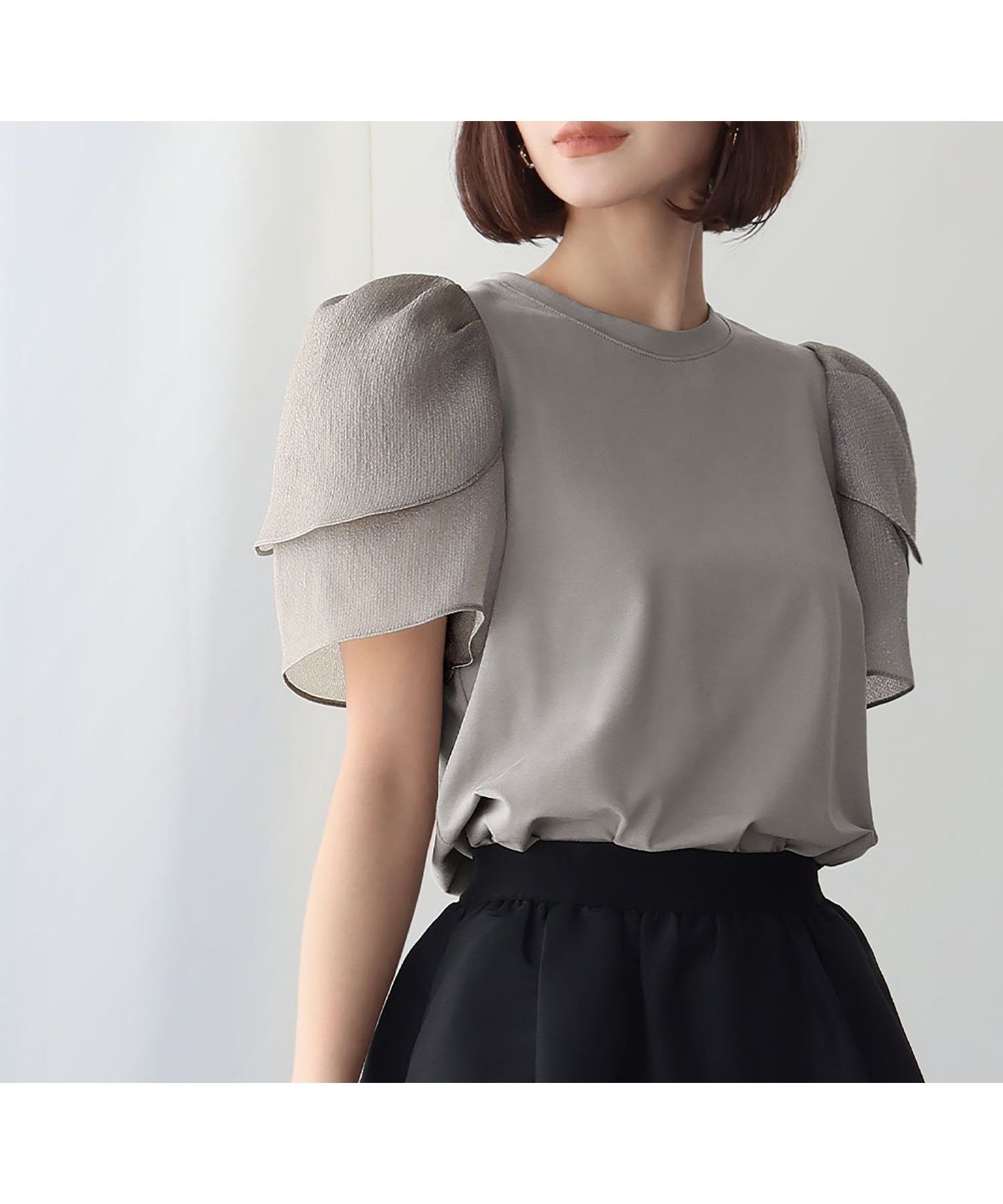 【ガール/GIRL】のシアースリーブカットソー インテリア・キッズ・メンズ・レディースファッション・服の通販 founy(ファニー) 　ファッション　Fashion　レディースファッション　Fashion for Women　トップス・カットソー　Cut & Sew Tops　カットソー・ベーシックTシャツ　Cut-and-Sewn Tops / Stretch Tees & Basics　カットソー　Cut and Sewn Top　ガーリー　Girly, Feminine Style　シンプル　Simple, Minimal　スラックス　Slacks, Dress Pants　メッシュ　Mesh, Net Fabric　GREGE|ID: prp329100004615437 ipo3291000000033053867