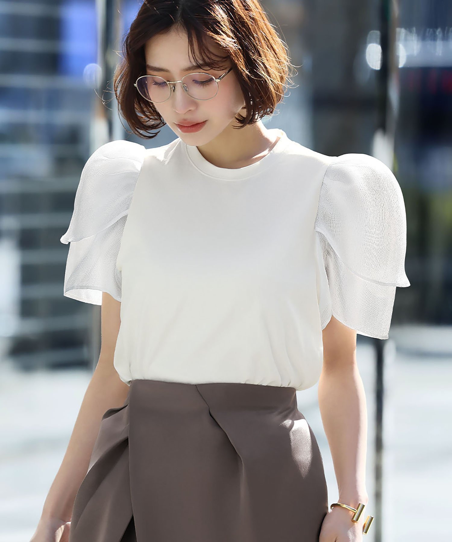 【ガール/GIRL】のシアースリーブカットソー インテリア・キッズ・メンズ・レディースファッション・服の通販 founy(ファニー) 　ファッション　Fashion　レディースファッション　Fashion for Women　トップス・カットソー　Cut & Sew Tops　カットソー・ベーシックTシャツ　Cut-and-Sewn Tops / Stretch Tees & Basics　カットソー　Cut and Sewn Top　ガーリー　Girly, Feminine Style　シンプル　Simple, Minimal　スラックス　Slacks, Dress Pants　メッシュ　Mesh, Net Fabric　OWH|ID: prp329100004615437 ipo3291000000033053868