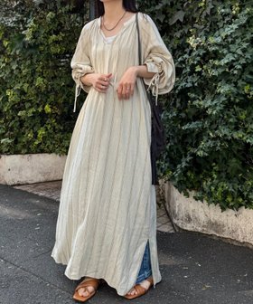 【チャオパニックティピー/CIAOPANIC TYPY】の【きくちゃん企画】リネンレーヨンボリュームスリーブワンピース 人気、トレンドファッション・服の通販 founy(ファニー) ファッション Fashion レディースファッション Fashion for Women ワンピース Dresses カフス Cuff Design スキッパー Skipper, Open Collar スリット Slit, Slit Detail デニム Denim, Jeans Material リボン Ribbon, Bow おすすめ Recommended / Our Picks |ID:prp329100004615450