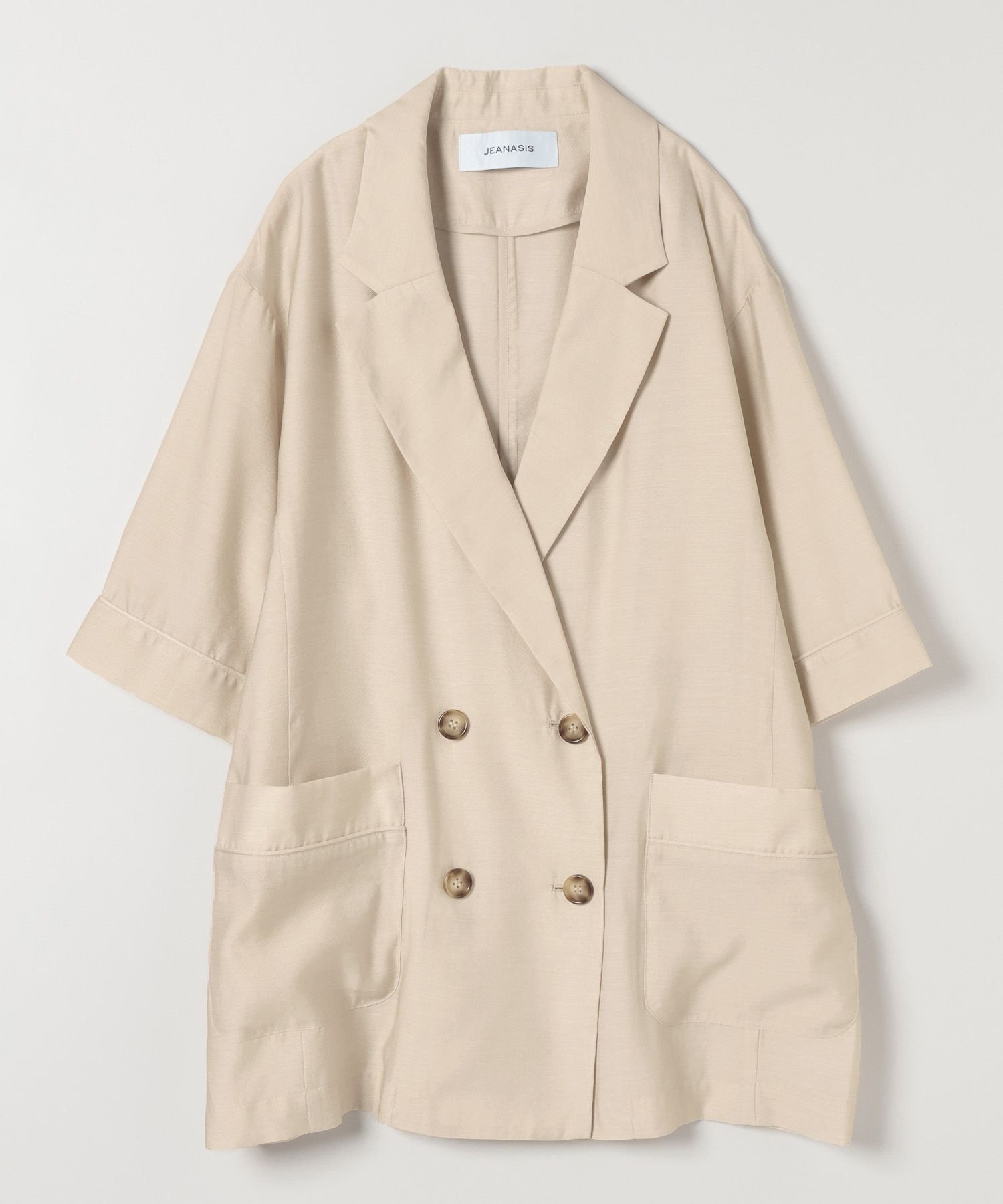 【ジーナシス/JEANASiS】のルーズWジャケットSS インテリア・キッズ・メンズ・レディースファッション・服の通販 founy(ファニー) 　ファッション　Fashion　レディースファッション　Fashion for Women　アウター　Coat / Outerwear Collection　レディースジャケット・軽アウター　Jackets　インナー　Innerwear　カットソー　Cut and Sewn Top　キャミソール　Camisole, Spaghetti Strap Top　ジャケット　Jacket, Outerwear　タンク　Tank Top, Sleeveless Top　フェミニン　Feminine, Girly　ルーズ　Loose, Oversized　半袖　Short Sleeve, Half Sleeve　アイボリー|ID: prp329100004615531 ipo3291000000033054974
