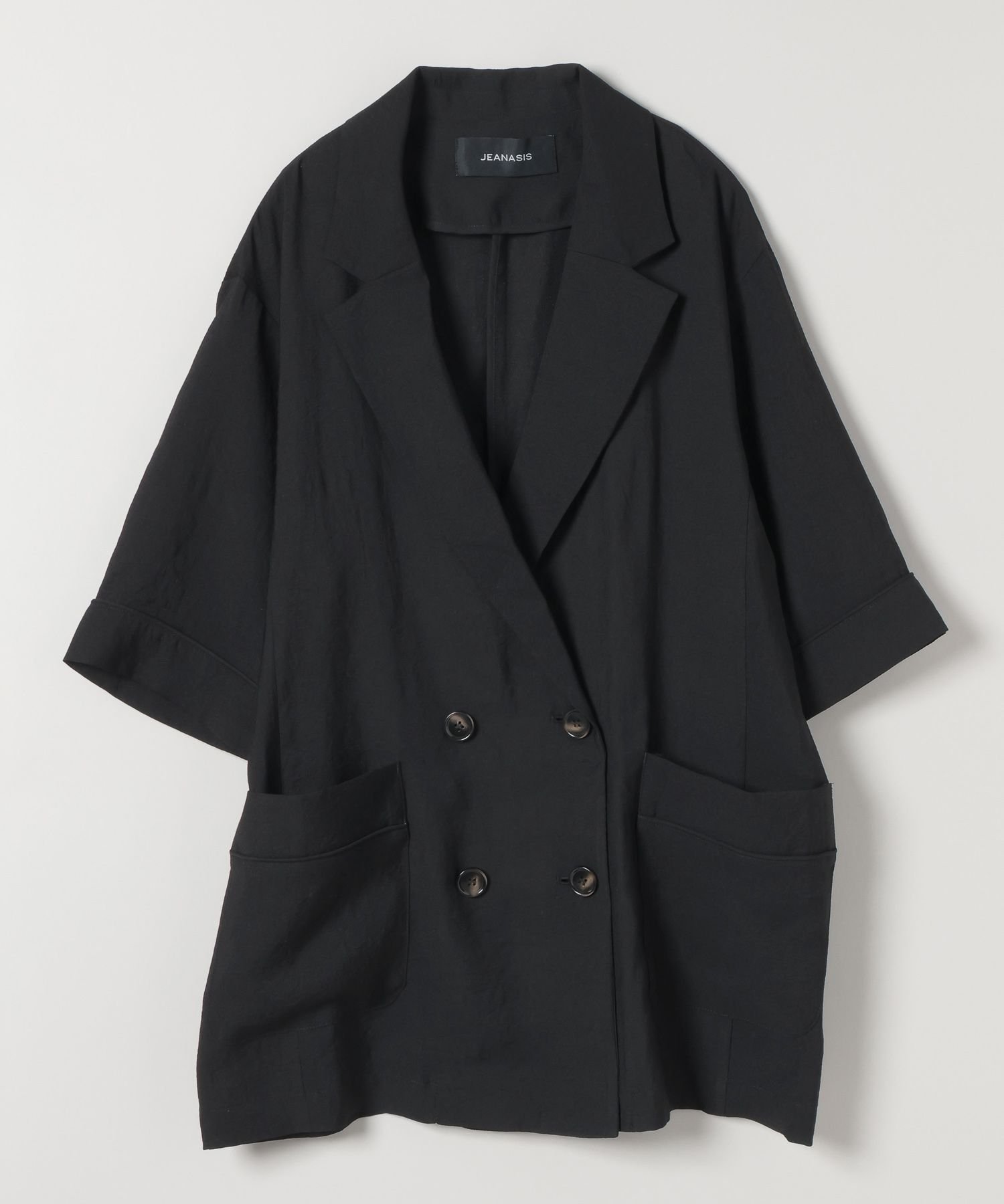 【ジーナシス/JEANASiS】のルーズWジャケットSS インテリア・キッズ・メンズ・レディースファッション・服の通販 founy(ファニー) 　ファッション　Fashion　レディースファッション　Fashion for Women　アウター　Coat / Outerwear Collection　レディースジャケット・軽アウター　Jackets　インナー　Innerwear　カットソー　Cut and Sewn Top　キャミソール　Camisole, Spaghetti Strap Top　ジャケット　Jacket, Outerwear　タンク　Tank Top, Sleeveless Top　フェミニン　Feminine, Girly　ルーズ　Loose, Oversized　半袖　Short Sleeve, Half Sleeve　ブラック|ID: prp329100004615531 ipo3291000000033054976