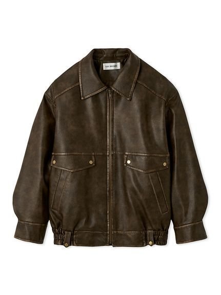 【リリーブラウン/Lily Brown】のヴィンテージフェイクレザーブルゾン インテリア・キッズ・メンズ・レディースファッション・服の通販 founy(ファニー) 　ファッション　Fashion　レディースファッション　Fashion for Women　アウター　Coat / Outerwear Collection　ブルゾンジャケット・スポーティアウター　Blouson Jackets　フラップ　Flap, Flap Pocket　ブルゾン　Blouson, Bomber Jacket　ポケット　Pocket, Pocket Detail　リアル　Real, Realistic　ヴィンテージ　Vintage Style　今季　This Season, Current Season　BRW[058]|ID: prp329100004615539 ipo3291000000033190939