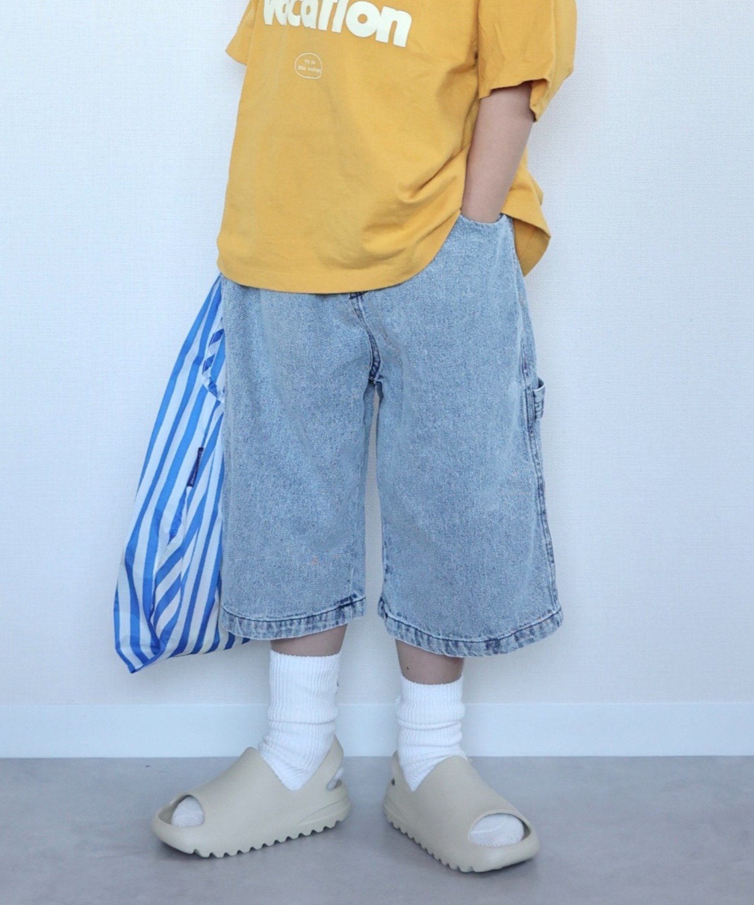 【チャオパニックティピー/CIAOPANIC TYPY / KIDS】の【KIDS】ペインターバミューダデニムパンツ インテリア・キッズ・メンズ・レディースファッション・服の通販 founy(ファニー) 　ファッション　Fashion　キッズファッション　Fashion for Kids　ボトムス　Bottoms　サンダル　Sandals, Summer Shoes　スニーカー　Sneakers, Trainers　デニム　Denim, Jeans Material　ベーシック　Basic, Essential　ワイド　Wide, Wide Fit　サックスブルー|ID: prp329100004615562 ipo3291000000033446935