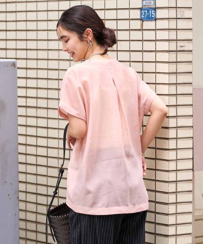 【フリークスストア/FREAK'S STORE】のフレンチスリーブ シアーTシャツ ブラウス 25SS インテリア・キッズ・メンズ・レディースファッション・服の通販 founy(ファニー) 　ファッション　Fashion　レディースファッション　Fashion for Women　トップス・カットソー　Cut & Sew Tops　シャツ・ブラウス・オフィスカジュアル　Elegant Blouses & Button-Ups　ロングTシャツ・Tシャツ　Longline T-Shirts & Tees　2025年　2025　2025春夏・S/S　Spring/Summer 2025 SS25　シアー　Sheer, See-Through　スリーブ　Sleeve, Long Sleeve / Short Sleeve　フレンチ　French, French Style　夏　Summer　S/S・春夏　SS, Spring/Summer, Warm Season　ピンク|ID: prp329100004615659 ipo3291000000033056240
