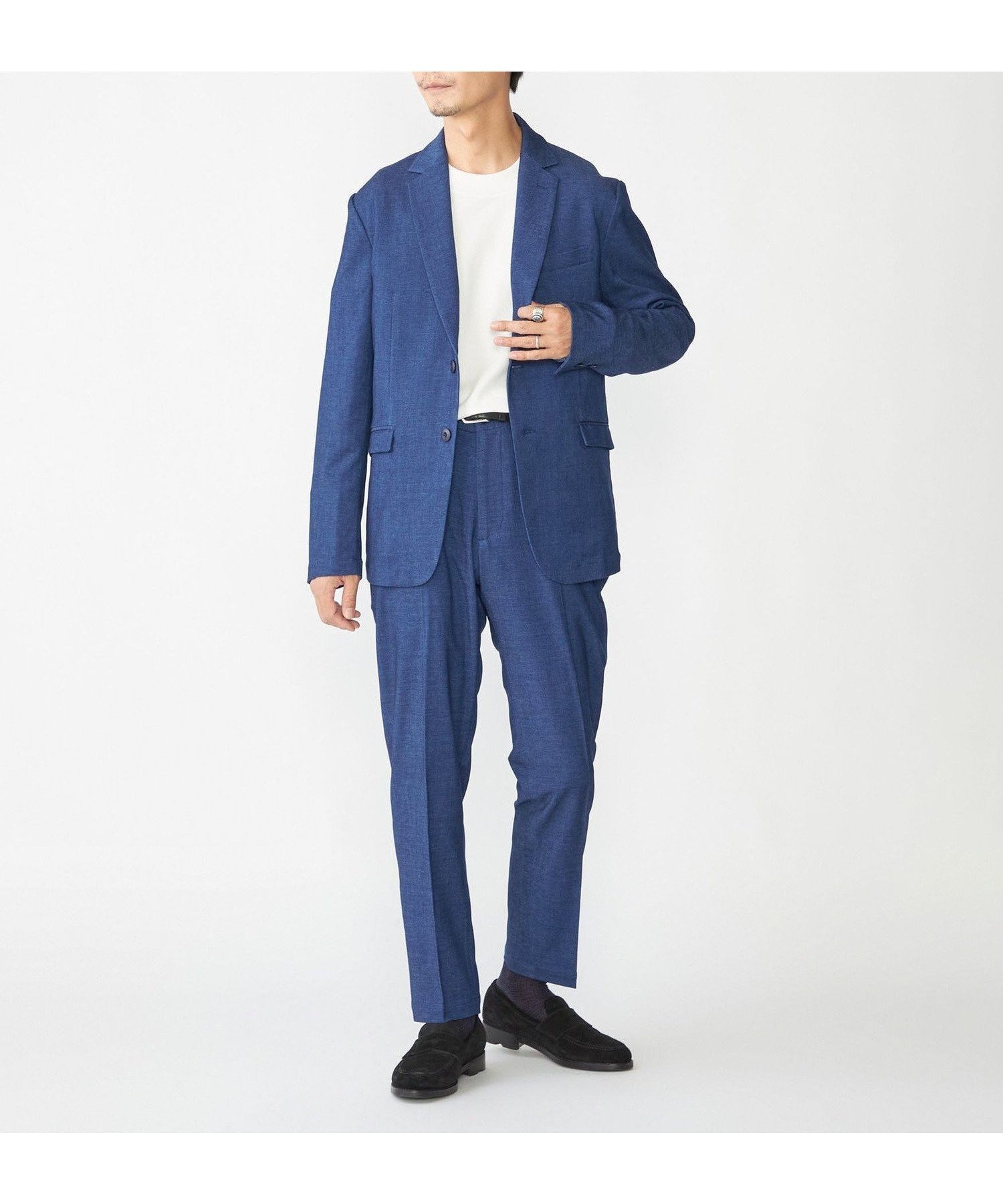 【シップス/SHIPS / MEN】の【WEB限定】SHIPS 手洗い可能 デニムライク ストレッチ セットアップ(ジャケット+パンツ) インテリア・キッズ・メンズ・レディースファッション・服の通販 founy(ファニー) 　ファッション　Fashion　メンズファッション　Fashion for Men　ボトムス　Bottoms　カットソー　Cut and Sewn Top　軽量　Lightweight, Ultra Light　シンプル　Simple, Minimal　ジャケット　Jacket, Outerwear　ストレッチ　Stretch, Stretchy Fabric　スーツ　Suit, Formalwear　セットアップ　Set-Up, Coordinated Outfit　ダウン　Down, Puffer　デニム　Denim, Jeans Material　ドローストリング　Drawstring, Pull Cord　プリーツ　Pleats, Pleated　ベーシック　Basic, Essential　おすすめ　Recommended / Our Picks　ビジネス 仕事 通勤　Business / Work / Commuting　ロイヤルブルー|ID: prp329100004615665 ipo3291000000033282240