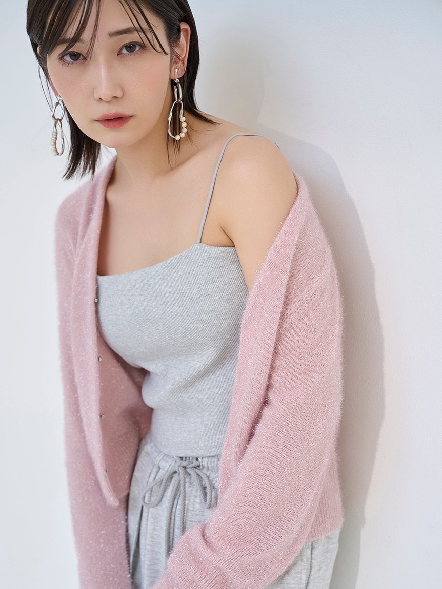 【フレイ アイディー/FRAY I.D】のフィルムフェザーカーディガン インテリア・キッズ・メンズ・レディースファッション・服の通販 founy(ファニー) 　ファッション　Fashion　レディースファッション　Fashion for Women　トップス・カットソー　Cut & Sew Tops　カーディガン・羽織り　Layered Style Cardigans　カーディガン　Cardigan, Knitwear　コンパクト　Compact, Small Size　トレンド　Trend, Trending Now　フェザー　Feather, Feather Detail　フロント　Front, Front Design　PNK[066]|ID: prp329100004615765 ipo3291000000033057403