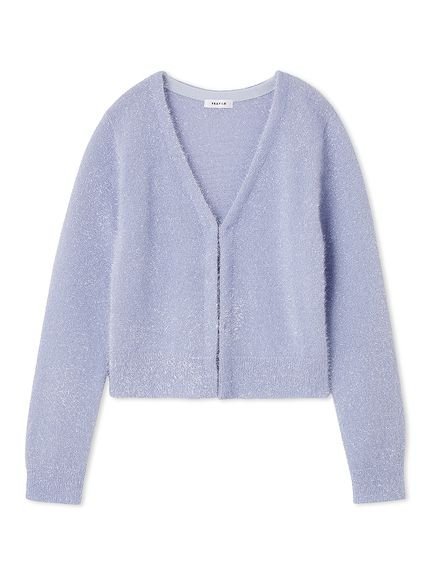 【フレイ アイディー/FRAY I.D】のフィルムフェザーカーディガン インテリア・キッズ・メンズ・レディースファッション・服の通販 founy(ファニー) 　ファッション　Fashion　レディースファッション　Fashion for Women　トップス・カットソー　Cut & Sew Tops　カーディガン・羽織り　Layered Style Cardigans　カーディガン　Cardigan, Knitwear　コンパクト　Compact, Small Size　トレンド　Trend, Trending Now　フェザー　Feather, Feather Detail　フロント　Front, Front Design　BLU[086]|ID: prp329100004615765 ipo3291000000033057404