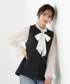 【プロポーション ボディドレッシング/PROPORTION BODY DRESSING】のニュアンス釦ツイードジレ 人気、トレンドファッション・服の通販 founy(ファニー) ファッション Fashion レディースファッション Fashion for Women アウター Coat / Outerwear Collection トップス・カットソー Cut & Sew Tops ベスト&ジレ / 重ね着スタイル Vests & Gilets キラキラ Sparkly, Glittery ツイード Twill, Twill Weave ペプラム Peplum, Flared Hem |ID:prp329100004615802