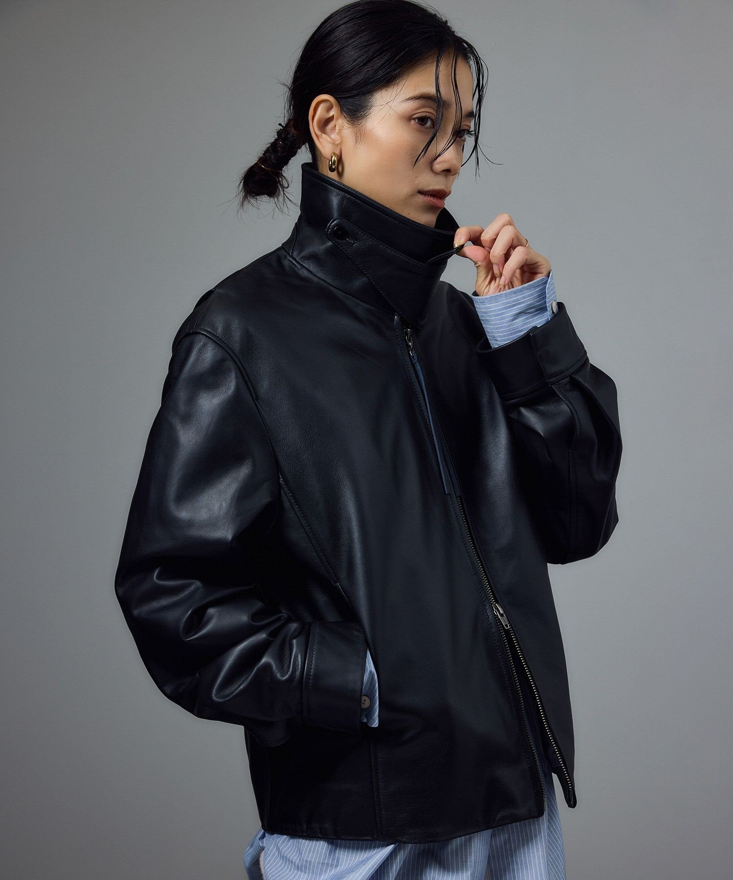 【サロン アダム エ ロペ/SALON adam et rope'】のラムレザージップブルゾン 人気、トレンドファッション・服の通販 founy(ファニー) 　ファッション　Fashion　レディースファッション　Fashion for Women　アウター　Coat / Outerwear Collection　ブルゾンジャケット・スポーティアウター　Blouson Jackets　デニム　Denim, Jeans Material　ブルゾン　Blouson, Bomber Jacket　ポケット　Pocket, Pocket Detail　マニッシュ　Mannish, Boyish　ミックス　Mix, Mixed Style　レース　Lace, Lace Fabric　ロング　Long, Long-Length　エレガント 上品　Elegant　 other-1|ID: prp329100004615804 ipo3291000000033057783