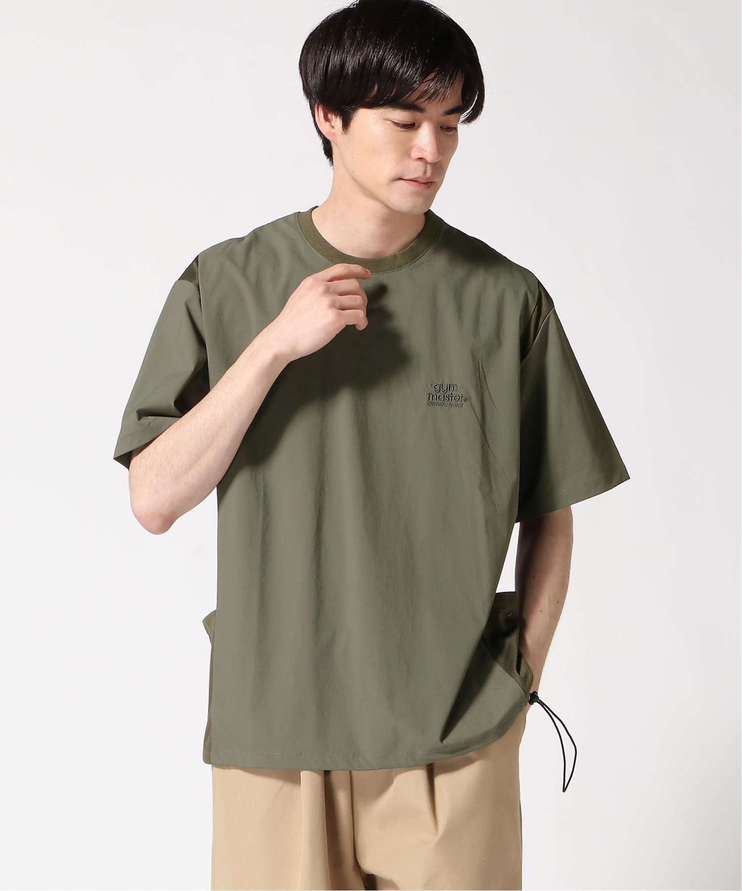 【ジムマスター/gym master / MEN】のgym master/マイクロリップメッシュ切り替えTee インテリア・キッズ・メンズ・レディースファッション・服の通販 founy(ファニー) 　ファッション　Fashion　メンズファッション　Fashion for Men　アウトドア　Outdoor Clothing　ショルダー　Shoulder, Shoulder Strap　ベーシック　Basic, Essential　ミックス　Mix, Mixed Style　メッシュ　Mesh, Net Fabric　オリーブ|ID: prp329100004615830 ipo3291000000033293103