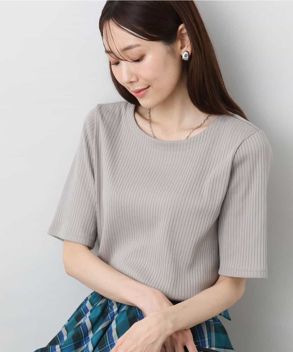 【エムケイ ミッシェルクラン/MK MICHEL KLEIN】のワイドテレコリブカットソー/洗える インテリア・キッズ・メンズ・レディースファッション・服の通販 founy(ファニー) 　ファッション　Fashion　レディースファッション　Fashion for Women　トップス・カットソー　Cut & Sew Tops　カットソー・ベーシックTシャツ　Cut-and-Sewn Tops / Stretch Tees & Basics　インナー　Innerwear　カットソー　Cut and Sewn Top　キャミソール　Camisole, Spaghetti Strap Top　シアー　Sheer, See-Through　シンプル　Simple, Minimal　ジャケット　Jacket, Outerwear　ブライト　Bright, Shiny　ワイドリブ　Wide Rib, Wide Ribbed Knit　エレガント 上品　Elegant　冬　Winter / This Winter　夏　Summer　春　Spring　洗える　Machine Washable　秋　Autumn　モカグレー|ID: prp329100004615840 ipo3291000000033567632