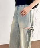 【ナイスクラップ/NICE CLAUP】の【ウエストサイズ調整可】サイドあきリボンワイドデニム 人気、トレンドファッション・服の通販 founy(ファニー) ファッション Fashion レディースファッション Fashion for Women thumbnail ブルー|ID: prp329100004615890 ipo3291000000033189944