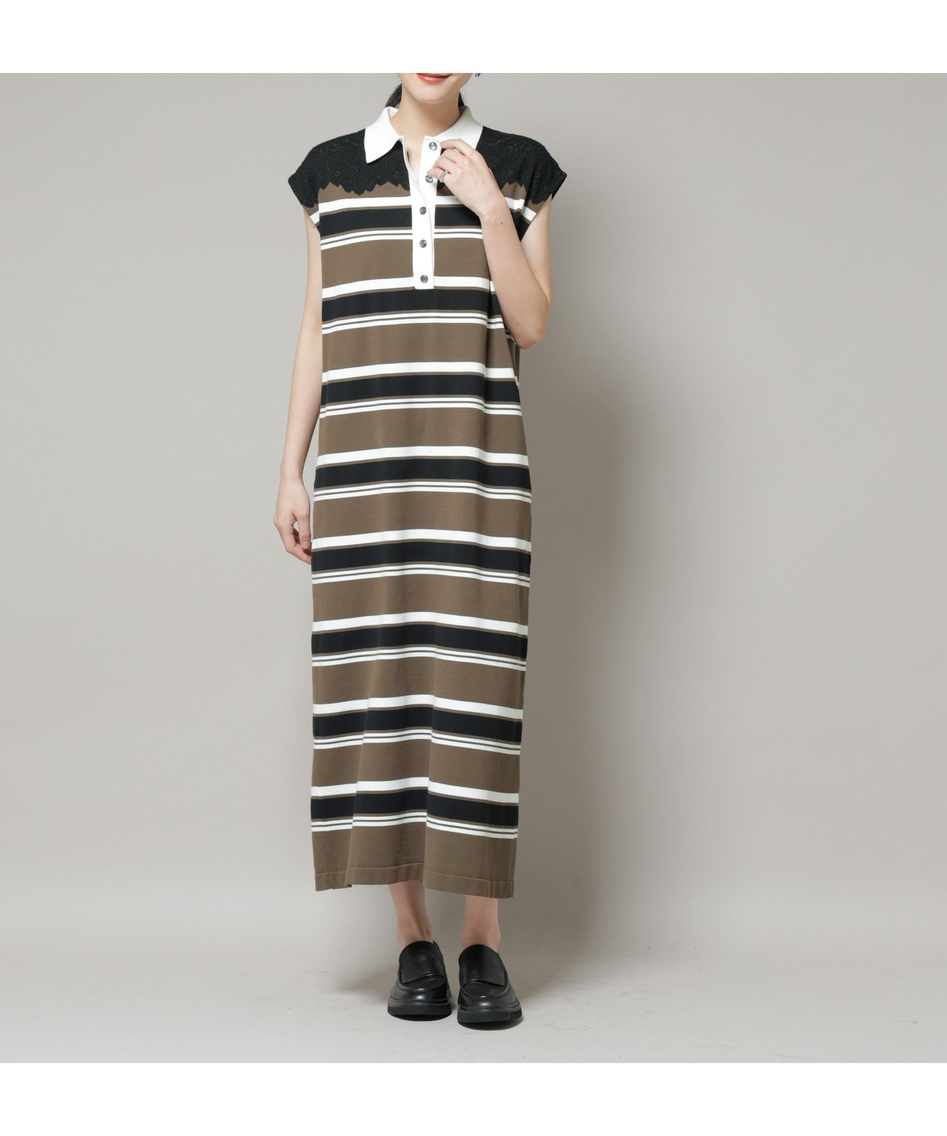 【ナノ ユニバース/nano universe】のコットンボーダーレース編みポロニットワンピース 人気、トレンドファッション・服の通販 founy(ファニー) 　ファッション　Fashion　レディースファッション　Fashion for Women　ワンピース　Dresses　ニットワンピース　Knit Dresses　ウォッシャブル　Machine Washable　秋　Autumn　トレンド　Trend, Trending Now　ボーダー　Border, Stripe　レース　Lace, Lace Fabric　おすすめ　Recommended / Our Picks　エレガント 上品　Elegant　2025年　2025　2025-2026秋冬・A/W　Autumn/Winter 2025–26 AW25–26　 other-1|ID: prp329100004616279 ipo3291000000033064607