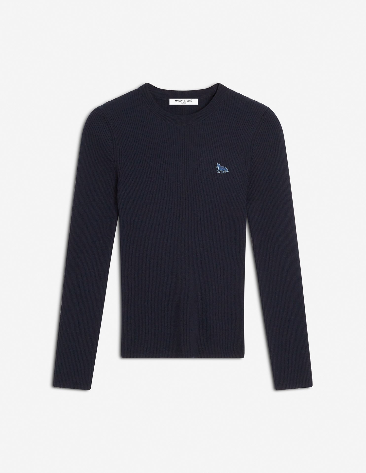 【メゾン キツネ/MAISON KITSUNE】のMaison Kitsune/BABY FOX PATCH FINE RIBBED JUMPER インテリア・キッズ・メンズ・レディースファッション・服の通販 founy(ファニー) 　ファッション　Fashion　レディースファッション　Fashion for Women　パッチ　Patch, Appliqué　フィット　Fit, Slim Fit　夏　Summer　S/S・春夏　SS, Spring/Summer, Warm Season　長袖　Long Sleeve, Full Sleeve　NAVY|ID: prp329100004616463 ipo3291000000033322514