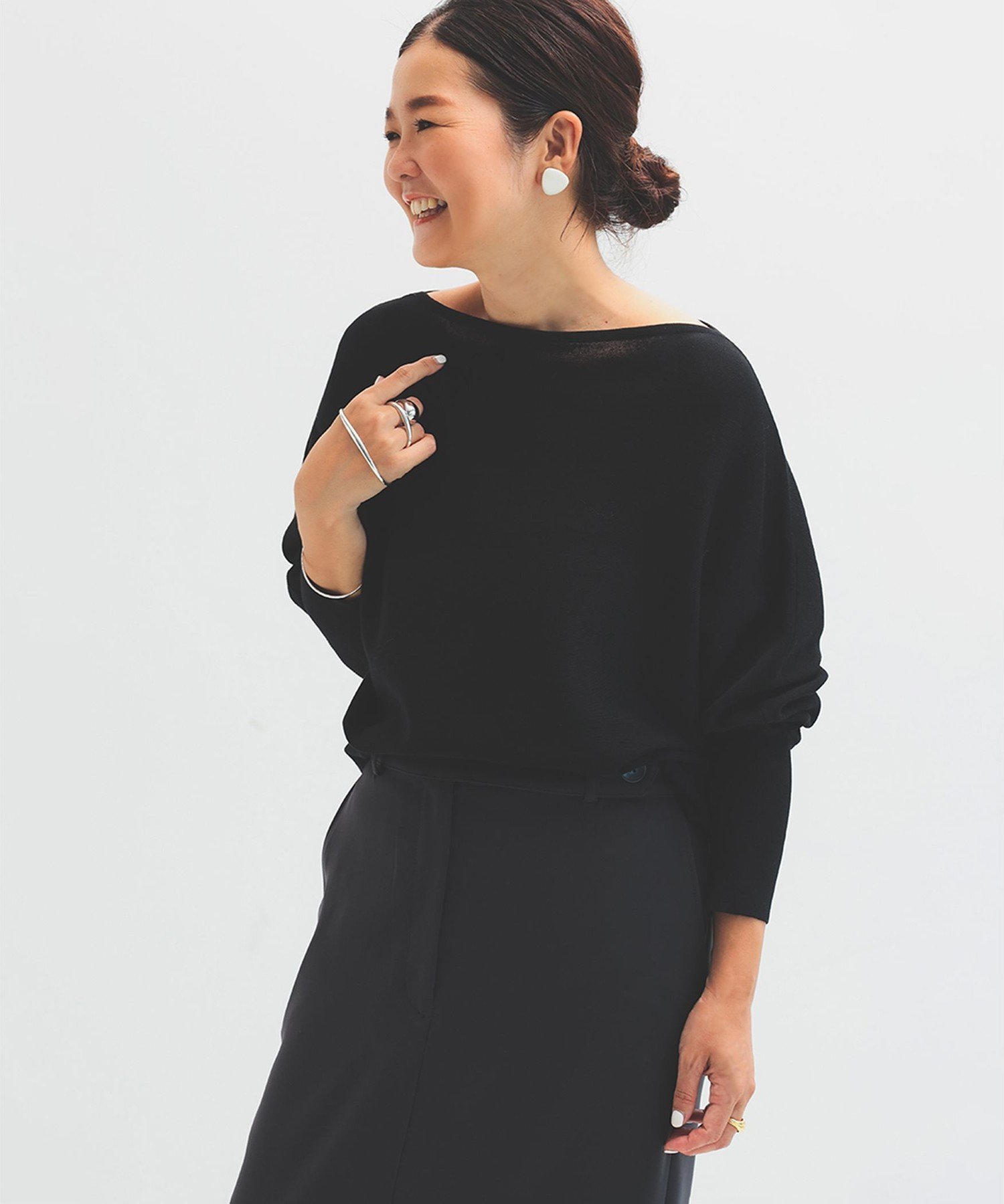 【デミルクス ビームス/Demi-Luxe BEAMS】の【手洗い可能】ボートネック レディ ニット.M 25AW 目黒越子 インテリア・キッズ・メンズ・レディースファッション・服の通販 founy(ファニー) 　ファッション　Fashion　レディースファッション　Fashion for Women　トップス・カットソー　Cut & Sew Tops　ニット　Knit Tops & Sweaters　タイトスカート　Pencil Skirt, Tight Skirt　ドレープ　Drape, Draping Fabric　バランス　Balance, Style Balance　フィット　Fit, Slim Fit　ワイド　Wide, Wide Fit　おすすめ　Recommended / Our Picks　エレガント 上品　Elegant　2025年　2025　2025-2026秋冬・A/W　Autumn/Winter 2025–26 AW25–26　BLACK|ID: prp329100004616484 ipo3291000000033600731