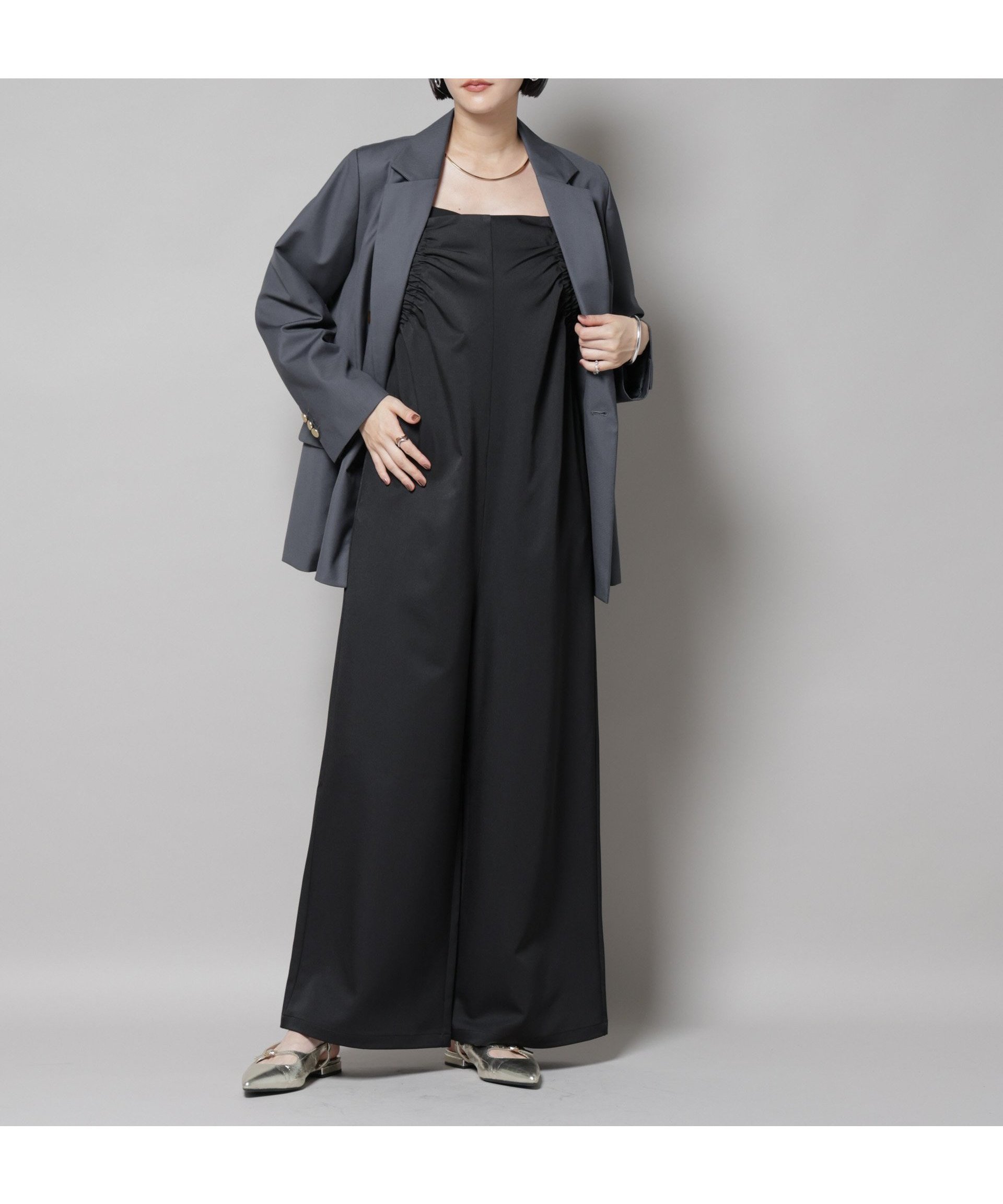 【ナノ ユニバース/nano universe】のギャザーデザインサロペットパンツ インテリア・キッズ・メンズ・レディースファッション・服の通販 founy(ファニー) 　ファッション　Fashion　レディースファッション　Fashion for Women　カットソー　Cut and Sewn Top　カーディガン　Cardigan, Knitwear　ギャザー　Gathered, Ruffled　ジャケット　Jacket, Outerwear　タンク　Tank Top, Sleeveless Top　リラックス　Relax, Relaxed Fit　ロング　Long, Long-Length　ワイド　Wide, Wide Fit　A/W・秋冬　Autumn/Winter　おすすめ　Recommended / Our Picks　2025年　2025　2025-2026秋冬・A/W　Autumn/Winter 2025–26 AW25–26　ブラック|ID: prp329100004617105 ipo3291000000033078648