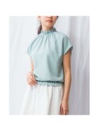 【ナラ カミーチェ/NARACAMICIE】の麻調フレンチスリーブ半袖シャーリングブラウス グリーン|ID: prp329100004617188 ipo3291000000033550570