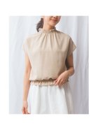 【ナラ カミーチェ/NARACAMICIE】の麻調フレンチスリーブ半袖シャーリングブラウス ベージュ|ID: prp329100004617188 ipo3291000000033550572