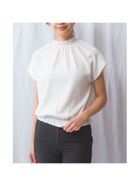【ナラ カミーチェ/NARACAMICIE】の麻調フレンチスリーブ半袖シャーリングブラウス ホワイト|ID: prp329100004617188 ipo3291000000033550574