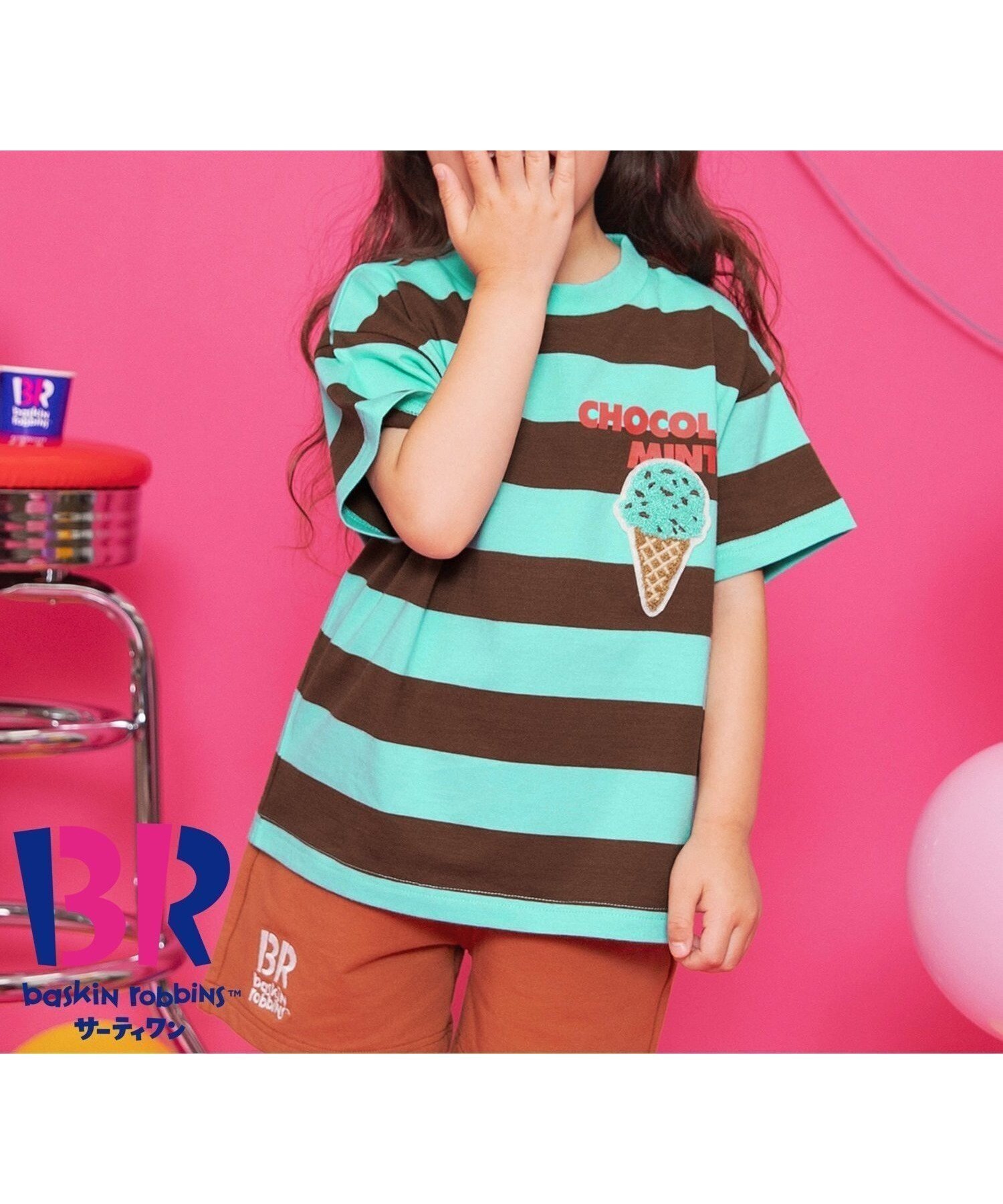 【エフオー オンラインストア/F.O.Online Store / KIDS】の【リンク】サーティワン フレーバーボーダーTシャツ インテリア・キッズ・メンズ・レディースファッション・服の通販 founy(ファニー) 　ファッション　Fashion　キッズファッション　Fashion for Kids　ボーダー　Border, Stripe　モチーフ　Motif, Design Theme　人気　Popular, Best Seller　夏　Summer　ミント|ID: prp329100004617304 ipo3291000000033178598