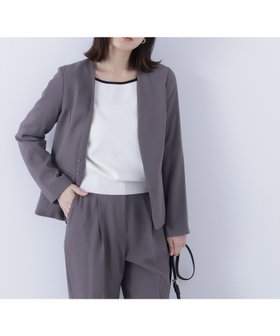【ナチュラル ビューティー ベーシック/NATURAL BEAUTY BASIC】のストレッチツイルセットアップシリーズ ノーカラージャケット 人気、トレンドファッション・服の通販 founy(ファニー) ファッション Fashion レディースファッション Fashion for Women アウター Coat / Outerwear Collection レディースジャケット・軽アウター Jackets ノーカラージャケット / シンプル上品コーデ Collarless Jackets カッティング Cutting Detail ジャケット Jacket, Outerwear ストレッチ Stretch, Stretchy Fabric スーツ Suit, Formalwear セットアップ Set-Up, Coordinated Outfit ツイル Twist, Twisted Detail ベーシック Basic, Essential |ID:prp329100004617340