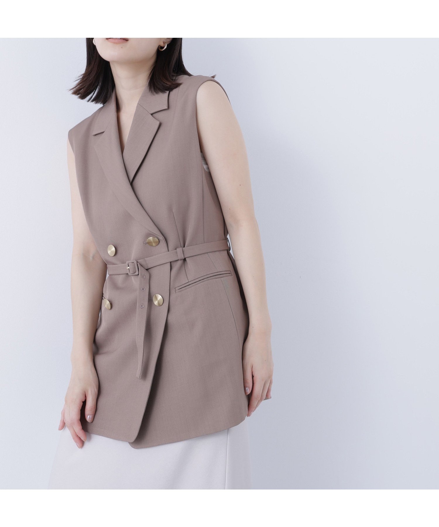 【ナチュラル ビューティー ベーシック/NATURAL BEAUTY BASIC】のベルテッドボクシージレ インテリア・キッズ・メンズ・レディースファッション・服の通販 founy(ファニー) 　ファッション　Fashion　レディースファッション　Fashion for Women　アウター　Coat / Outerwear Collection　トップス・カットソー　Cut & Sew Tops　ベスト&ジレ / 重ね着スタイル　Vests & Gilets　フロント　Front, Front Design　メランジ　Melange, Mixed Yarn　モカベージュ|ID: prp329100004617345 ipo3291000000033647876