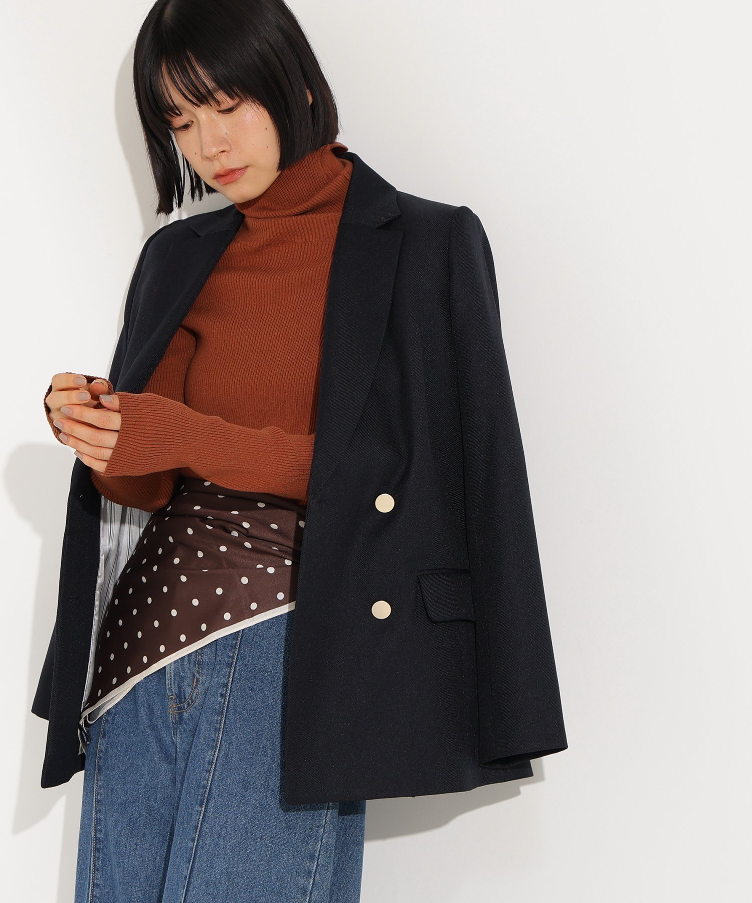 【エヌ ナチュラルビューティーベーシック/N.Natural Beauty basic】のダブルブレストテーラードジャケット インテリア・キッズ・メンズ・レディースファッション・服の通販 founy(ファニー) 　ファッション　Fashion　レディースファッション　Fashion for Women　アウター　Coat / Outerwear Collection　レディースジャケット・軽アウター　Jackets　テーラードジャケット / 通勤・きれいめスタイル　Tailored Jackets & Blazers　おすすめ　Recommended / Our Picks　ストライプ　Stripe, Striped Pattern　チェック　Check, Plaid, Tartan　トレンド　Trend, Trending Now　フロント　Front, Front Design　メランジ　Melange, Mixed Yarn　無地　Plain, Solid Color　ネイビー|ID: prp329100004617346 ipo3291000000034007333