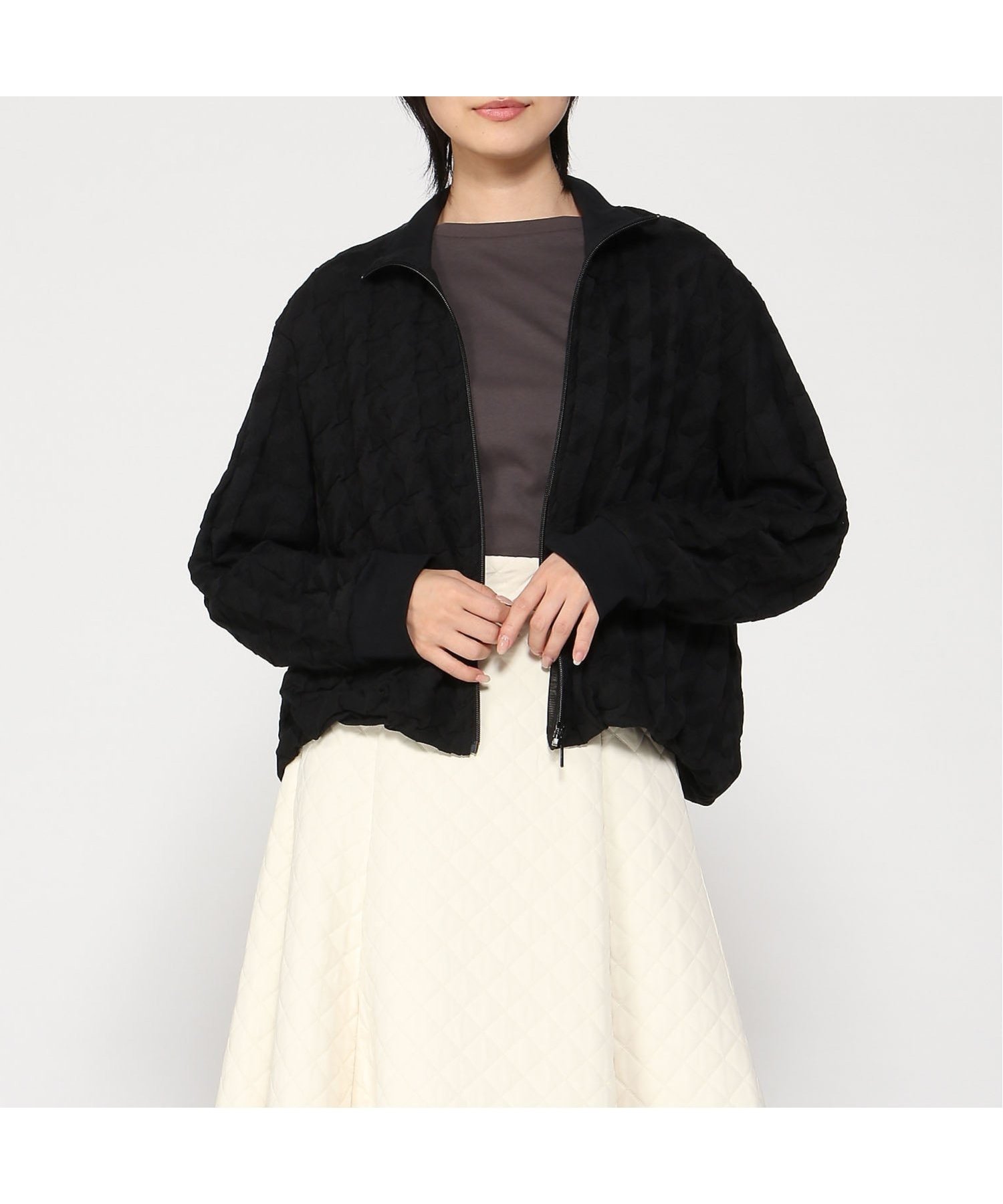 【ゴム/gomme】のヘムタックブルゾン 人気、トレンドファッション・服の通販 founy(ファニー) 　ファッション　Fashion　レディースファッション　Fashion for Women　アウター　Coat / Outerwear Collection　ブルゾンジャケット・スポーティアウター　Blouson Jackets　シンプル　Simple, Minimal　チュール　Tulip, Tulip Motif　ハイネック　High Neck, Mock Neck　バルーン　Balloon, Balloon Silhouette　ポケット　Pocket, Pocket Detail　ワイド　Wide, Wide Fit　 other-1|ID: prp329100004617392 ipo3291000000033531769