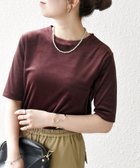 【シップス フォー ウィメン/SHIPS】のSHIPS any 洗濯機可能 ポリエステル ベロア ハーフスリーブ コンパクト TEE ワイン|ID: prp329100004617470 ipo3291000000033794847
