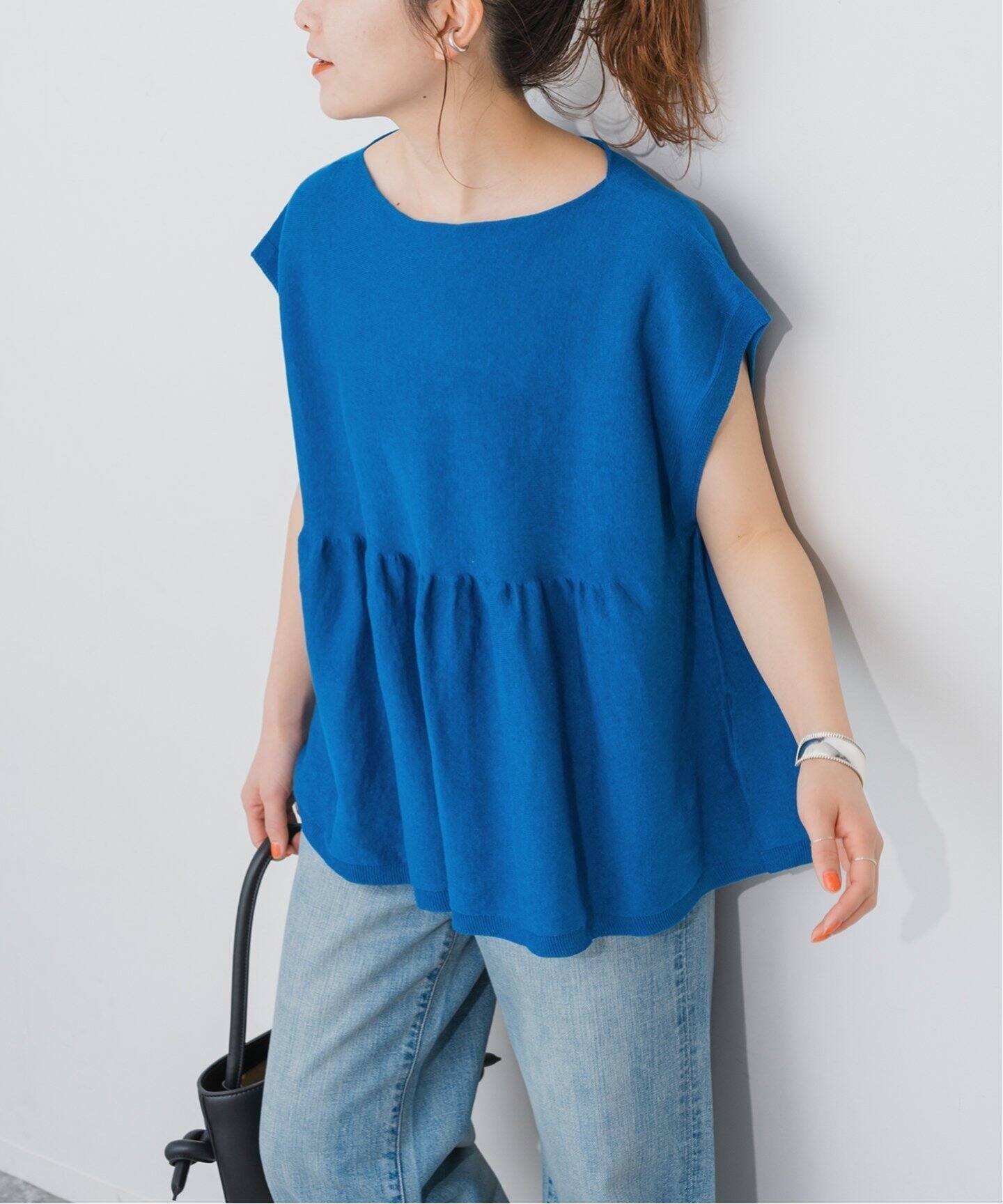 【スピック&スパン/Spick & Span】の《追加2》手洗い可 / ギマコットンフレンチスリーブプルオーバー インテリア・キッズ・メンズ・レディースファッション・服の通販 founy(ファニー) 　ファッション　Fashion　レディースファッション　Fashion for Women　トップス・カットソー　Cut & Sew Tops　カジュアルプルオーバー・ニットトップス　Pullovers & Knit Tops / Casual Pullovers　再入荷　Restock / Back in Stock　ブルー A|ID: prp329100004617753 ipo3291000000033510059