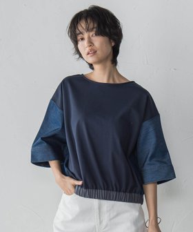 【メイソングレイ/MAYSON GREY】のデニムドッキングドロストドルマンプルオーバー≪洗濯機で洗える≫ 人気、トレンドファッション・服の通販 founy(ファニー) ファッション Fashion レディースファッション Fashion for Women トップス・カットソー Cut & Sew Tops カジュアルプルオーバー・ニットトップス Pullovers & Knit Tops / Casual Pullovers 洗える Machine Washable カフス Cuff Design キュロット Culottes, Wide Shorts シャーリング Shirring, Ruched セットアップ Set-Up, Coordinated Outfit デニム Denim, Jeans Material バランス Balance, Style Balance パターン Pattern, Design Print メタル Metal, Metal Parts ワイド Wide, Wide Fit |ID:prp329100004617785