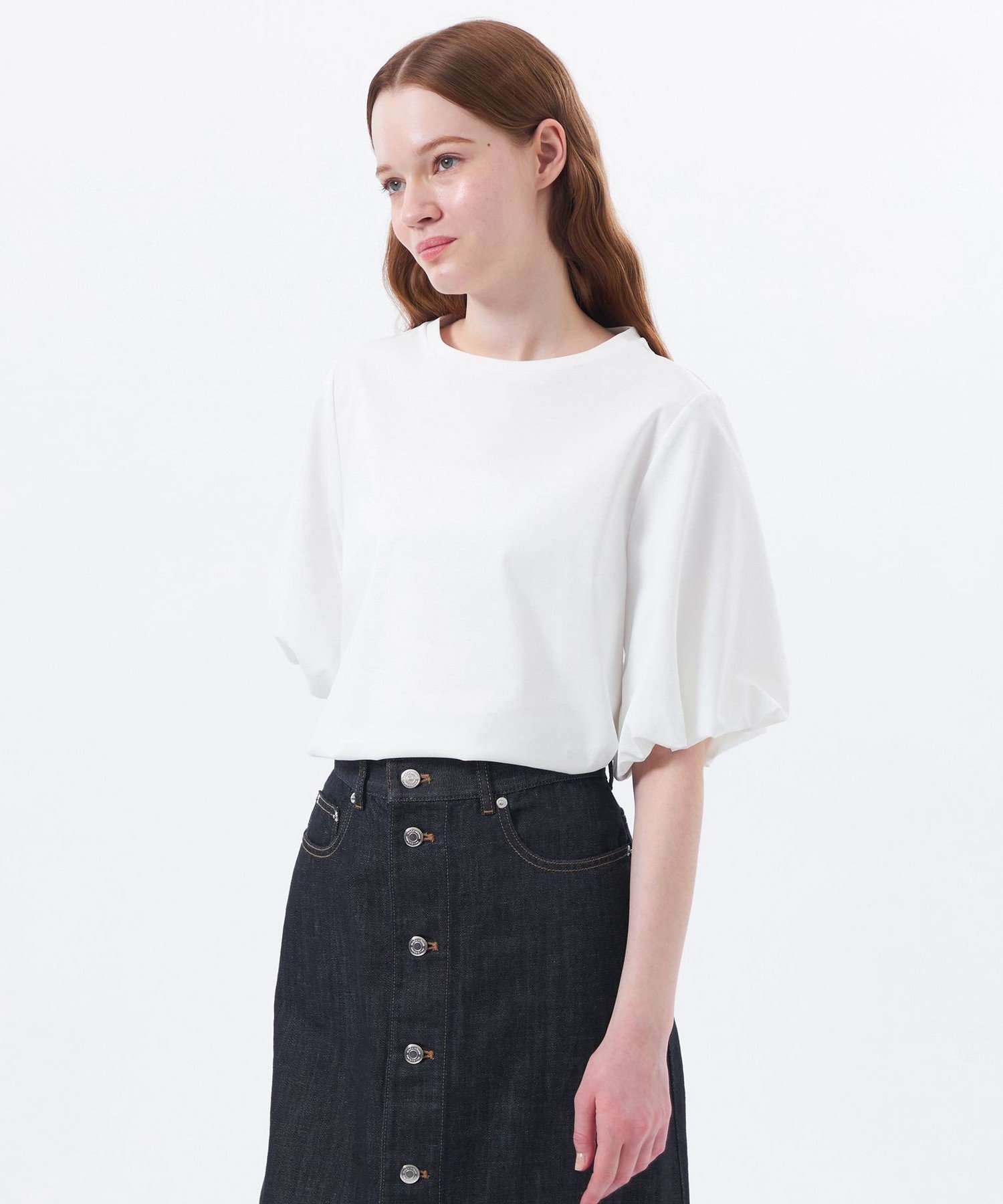 【マッキントッシュ フィロソフィー/MACKINTOSH PHILOSOPHY】のバルーンスリーブコンビカットソー インテリア・キッズ・メンズ・レディースファッション・服の通販 founy(ファニー) 　ファッション　Fashion　レディースファッション　Fashion for Women　トップス・カットソー　Cut & Sew Tops　カットソー・ベーシックTシャツ　Cut-and-Sewn Tops / Stretch Tees & Basics　おすすめ　Recommended / Our Picks　カットソー　Cut and Sewn Top　スリーブ　Sleeve, Long Sleeve / Short Sleeve　バルーン　Balloon, Balloon Silhouette　夏　Summer　春　Spring　秋　Autumn　オフホワイト|ID: prp329100004617792 ipo3291000000033094619